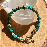 Turquoise Chip Bracelet With Silver Toggle Clasp